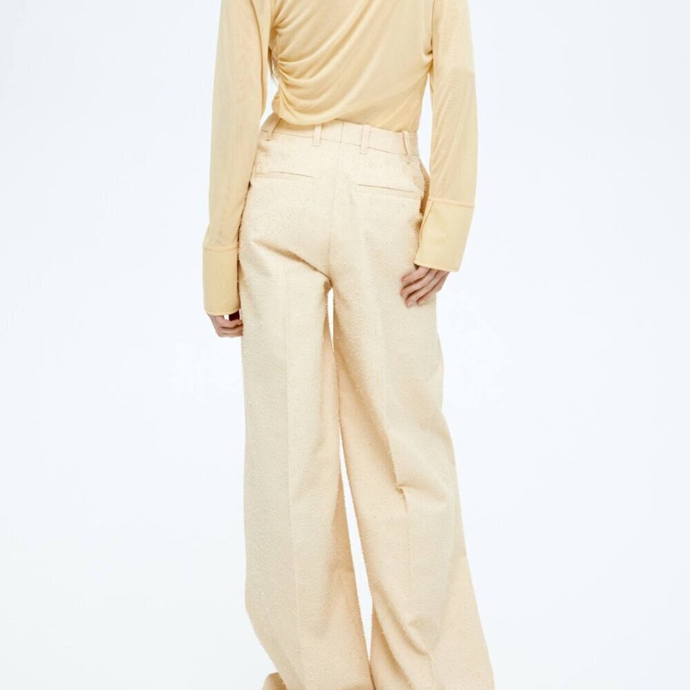 H & M Edition Ivory Textured Wide Leg Pants 10